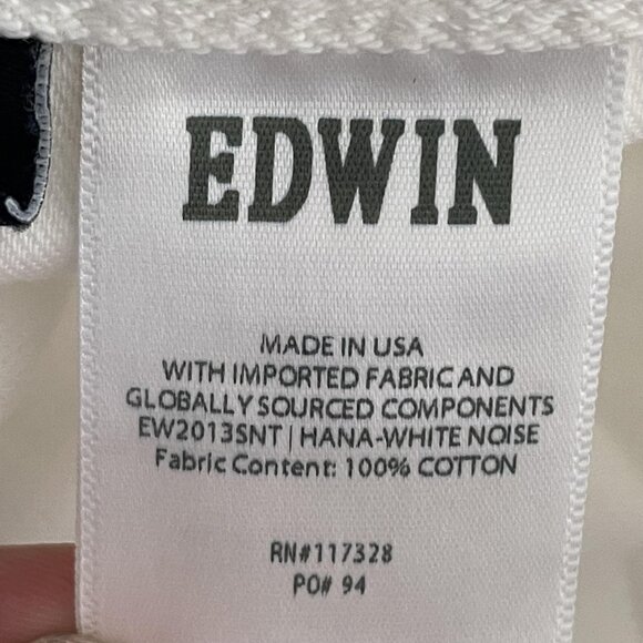 Edwin Jeans Womens 29 White Noise Hana Straight Crop USA Classic High Rise - Picture 8 of 12